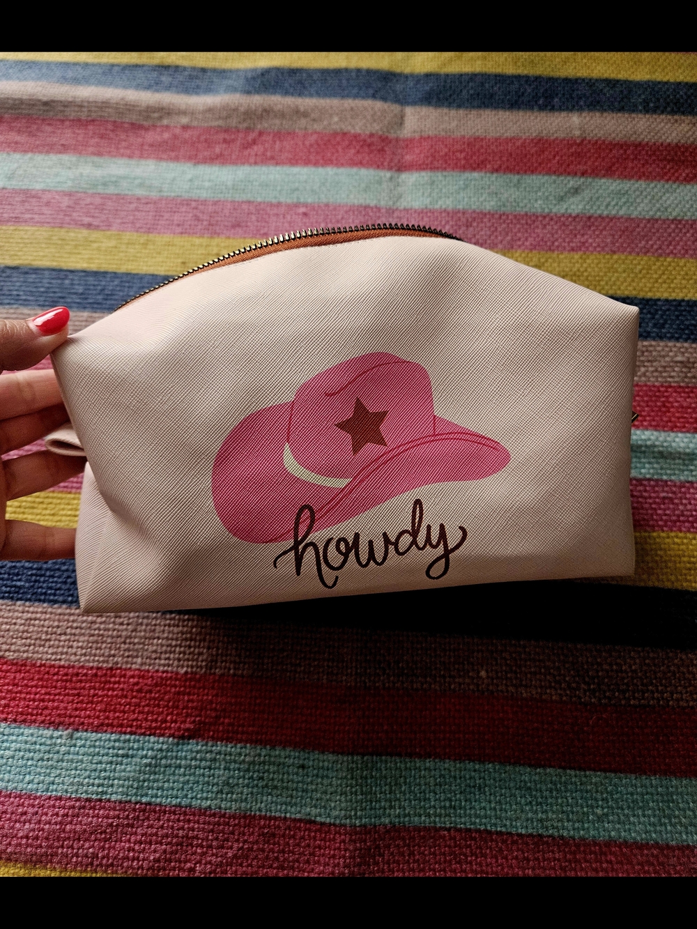 Pink Cowboy Hat "Howdy" Cosmetic Pouch